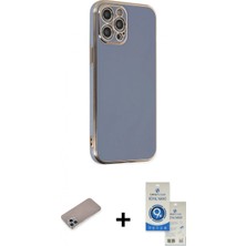 Pileli Store Pilelistore™ iPhone 12 Pro Max Kılıf Yankı Serisi - Şeffaf Royal Nano Ekran Koruyucu + Shine Kamera Lens Koruma Cam - Sabe