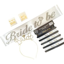 Bkmc Kaliteli Metal Taçlı Bride Taç Kuşak Dövme Bileklik Seti Bride To Be Kuşaklı Bekarlığa Veda Lüks Seti