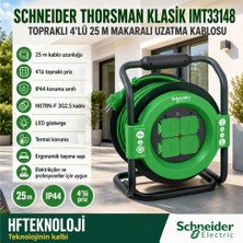 Schneider Thorsman Klasik IMT33148 Topraklı 4'lü 25 M Makaralı Uzatma Kablosu
