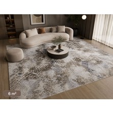 Merinos Jel Kaymaz Taban Bej Kahve Gri Mermer Desenli Modern Salon Halısı 6 M² Dikdörtgen Yumuşak Dokulu Dekoratif Halı