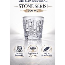 İstanbul Horeca Kırılmaz Polikarbon Stone Serisi Bardak 6 Adet 200 ml Cam Görünümlü Desenli Tasarım