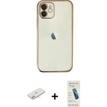 Pileli Store Pilelistore™ iPhone 12 Kılıf Vadi Minimal - Şeffaf Pasifik Cam Ekran Koruyucu + Renkli Kamera Lens Koruma Cam - Sı