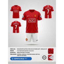 Yenteks Cristiano Ronaldo Manchester Unıted 2008 Moscow Finali Kırmızı Beyaz Çocuk Forması 4 Parça Forma+Şort+Çorap+Biliklik