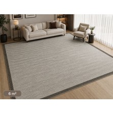 Sisal Leke Tutmaz Açık Gri Koyu Gri Bordürlü Balıksırtı Desenli Modern Halı 6 M² Dikdörtgen Salon Balkon Mutfak Halısı