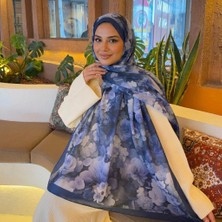 Revam Collection Desenli Pamuk Soft Şal Lacivert