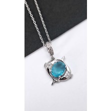 Serenity Mavi Opal Damla Çelik Kolye