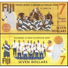3Alp Koleksiyon Fiji 7 Dolar 2022 P#122B, Hatıra, Rugby Takımının Zaferi, Kağıt Para Çil (Unc) Koleksiyon Para