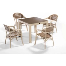 Novussi Bamboo Camlı 4'lü Set (Cappuccino-Çöl Kahve)