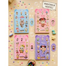 ÖZ OFİS Labubu Kawaii Sticker Defter 16 Sayfa Sticker 8 Sayfa Not Defteri - Anahtarlık Hediyeli
