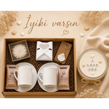Shaymia Natural Anneler Günü Hediye Seti – 2’li Fincan Takımı & Gizli Mesajlı Mum –soft Hediye Kutusu