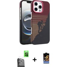 Pileli Store Pilelistore™ iPhone 16 Pro Max Kılıf Doruk Serisi - Siyah Buffer Hayalet Cam Ekran Koruyucu + Raze Metal Kamera Lens - Sh