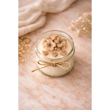 Shaymia Natural Kokulu Dekoratif Soya Mum Cam Kavanoz Çiçek Tasarım-El Yapımı Hediyelik-Renk Seçenekli-Shaymia Gifts