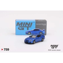 Mını Gt - 759 - Nissan Skyline Gt-R (R34) V-Spec Bayside Blue 1/64 Model Araba