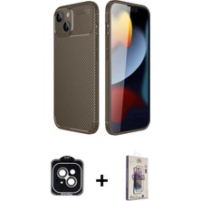 Pileli Store Pilelistore™ iPhone 14 Kılıf Eksen Form Prime - Siyah Bilvis 3D Cam Ekran Koruyucu + Pvd Metal Kamera Lens - Yl
