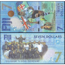 3Alp Koleksiyon Fiji 7 Dolar 2017 P#120, Hatıra, Rugby Takımının Zaferi, Kağıt Para Çil (Unc) Koleksiyon Para