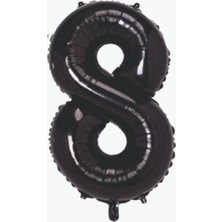 İrem Parti Dükkanı Siyah 8 Yaş Rakam Balon 76 cm 34 Inç