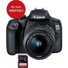 Canon EOS 2000D IS Kit Fotoğraf Makinesi 24,1 MP Düşük Işıkta Detaylı Çekim SD Kart Hediyeli