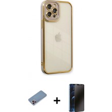 Pileli Store Pilelistore™ iPhone 12 Pro Max Kılıf Çekirdek Klasik Serisi - Siyah 3D Antistatik Hayalet Cam Ekran Koruyucu + Shine Kamera Lens Koruma Cam - Pe