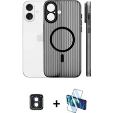 Pileli Store Pilelistore™ iPhone 16 Kılıf Pusula Minimal Koleksiyonu - Siyah 3D Antistatik Seramik Nano Ekran Koruyucu + Pvd Metal Kamera Lens - Mı