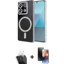 Pileli Store Pilelistore™ Redmi 13C Kılıf Zirve Doku Prime - Siyah 3D Antistatik Mat Seramik Nano Ekran Koruyucu + Kamera Lens Koruma Cam - Sf