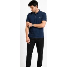 Lacoste Polo Yaka  Lacivert Regular Fit Metal Logo