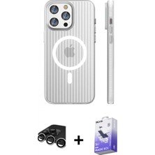 Pileli Store Pilelistore™ iPhone 15 Pro Max Kılıf Pusula Minimal Koleksiyonu - Siyah Bilvis 5in1 5d Magic Hayalet Cam Ekran Koruyucu + Raze Metal Kamera Lens - Gs