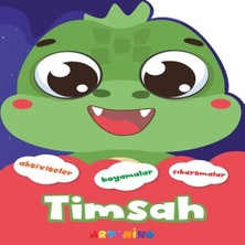 Renas Store Şekilli Hayvanlar Serisi - Timsah Aktivite Boyama Çıkartma Kitabı