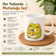 Tişört Kodu Sevimli Kurbağa Tasarımlı Porselen Kupa – Motivasyon & Huzur Temalı Kahve Bardağı