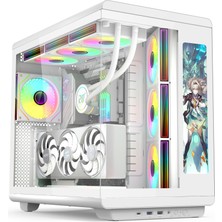 Gametech Vision 12 İnç LCD Ekranlı, Kumandalı, 7x120mm ARGB Fanlı Gaming Akvaryum Kasa – Beyaz
