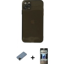 Pileli Store Pilelistore™ iPhone 11 Pro Kılıf Ahenk Doku - Siyah 34D Hayalet Izgaralı Cam + Shine Kamera Lens Koruma Cam - Sh