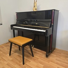 Hasağaç Tarçın Deri Siyah Ahşap Konik Ayaklı 56X34X48 cm Piyano Taburesi