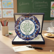 Hatyazan Kişiye Özel Sınıf Ağacı Tasarımlı El Yapımı Kütahya Çini Tabak – 25 cm Mezuniyet Hediyesi