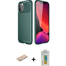 Pileli Store Pilelistore™ iPhone 11 Pro Kılıf Eksen Form Prime - Siyah Polymer Nano Ekran Koruyucu + Renkli Kamera Lens Koruma Cam - Yl