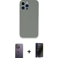 Pileli Store Pilelistore™ iPhone 13 Pro Max Kılıf Zirve Modern Özel Seri - Siyah 3D Antistatik Hayalet Cam Ekran Koruyucu + Neon Fosforlu Kamera Lens - Bz