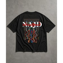 Oversize Siyah Tişört – “najd” Sırt Baskı Halı Desenli, %100 Pamuk, Unisex Streetwear