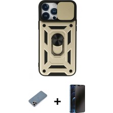 Pileli Store Pilelistore™ iPhone 13 Pro Max Kılıf Ahenk Klasik - Siyah 3D Antistatik Hayalet Cam Ekran Koruyucu + Metal Kamera Lens Koruma Cam - Mr