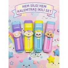 ÖZ OFİS Sweet Animals Temalı Kalemtıraşlı Silgi  - Yumuşak & Iz Bırakmayan Silgi - Kaliteli Hazneli Kalemtıraş - Tekli