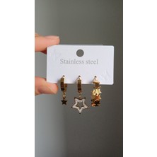 Saba Aksesuar Gold 3lü Yıldız Küpe
