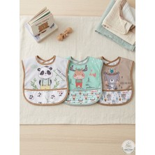 3'lü Set Kısa Kollu Bağlamalı Ayarlanabilir Sıvı Geçirmez Aktivite ve Mama Önlüğü