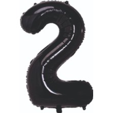 İrem Parti Dükkanı Siyah 2 Yaş Rakam Balon 76 cm 34 Inç