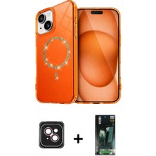 Pileli Store Pilelistore™ iPhone 14 Kılıf Kıvılcım Form Prime - Şeffaf 360 Full Body Arka Koruyucu + Pvd Metal Kamera Lens - Pe