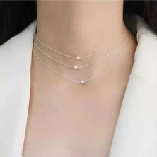 İpar Aksesuar Silver Zincir Incili 3'lü Kolye