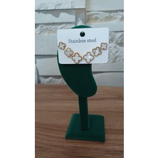 Saba Aksesuar 6lı Beyaz Yonca Küpe
