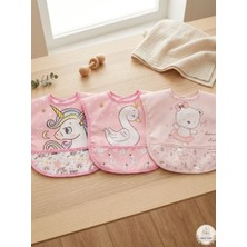3'lü Set Kısa Kollu Bağlamalı Ayarlanabilir Sıvı Geçirmez Aktivite ve Mama Önlüğü