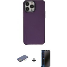 Pileli Store Pilelistore™ iPhone 13 Pro Max Kılıf Zirve Doku Koleksiyonu - Siyah 3D Antistatik Hayalet Cam Ekran Koruyucu + Renkli Kamera Lens Koruma Cam - Mı