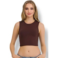 FANİLAM Ilke Kadın Elestan Kolsuz Crop -Pamuklu Şık ve Rahat Yarım Atlet Body 2 Adet