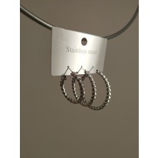 Saba Aksesuar Silver 3lü Burgu Küpe