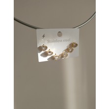 Saba Aksesuar 6lı Gold Kalp Küpe