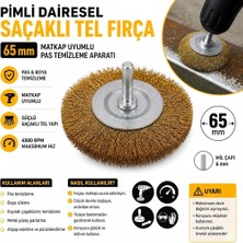 Meşem Pimli Saçaklı Daire Fırça Matkap Kullanımına Uygun 65 mm Çapında Daire Pimli