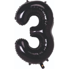 İrem Parti Dükkanı Siyah 3 Yaş Rakam Balon 76 cm 34 Inç